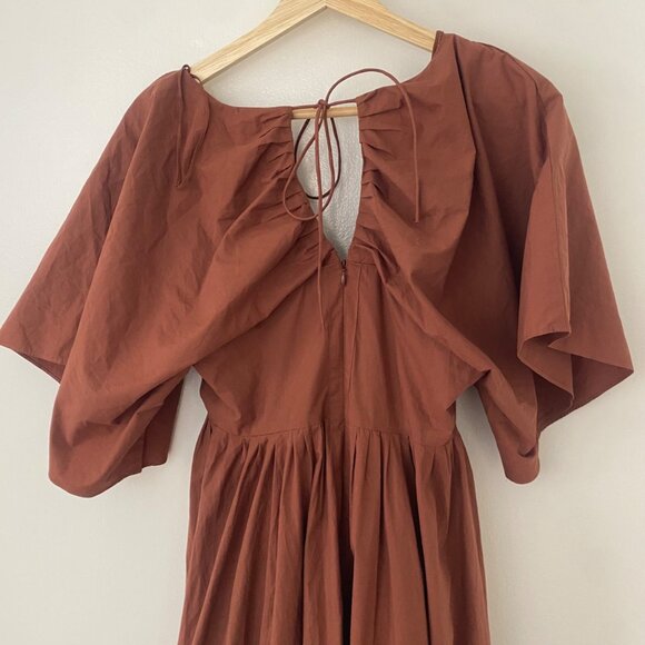 NWT Joslin {size XXS} Sakura Cotton Button Midi Dress Earth - Picture 10 of 11